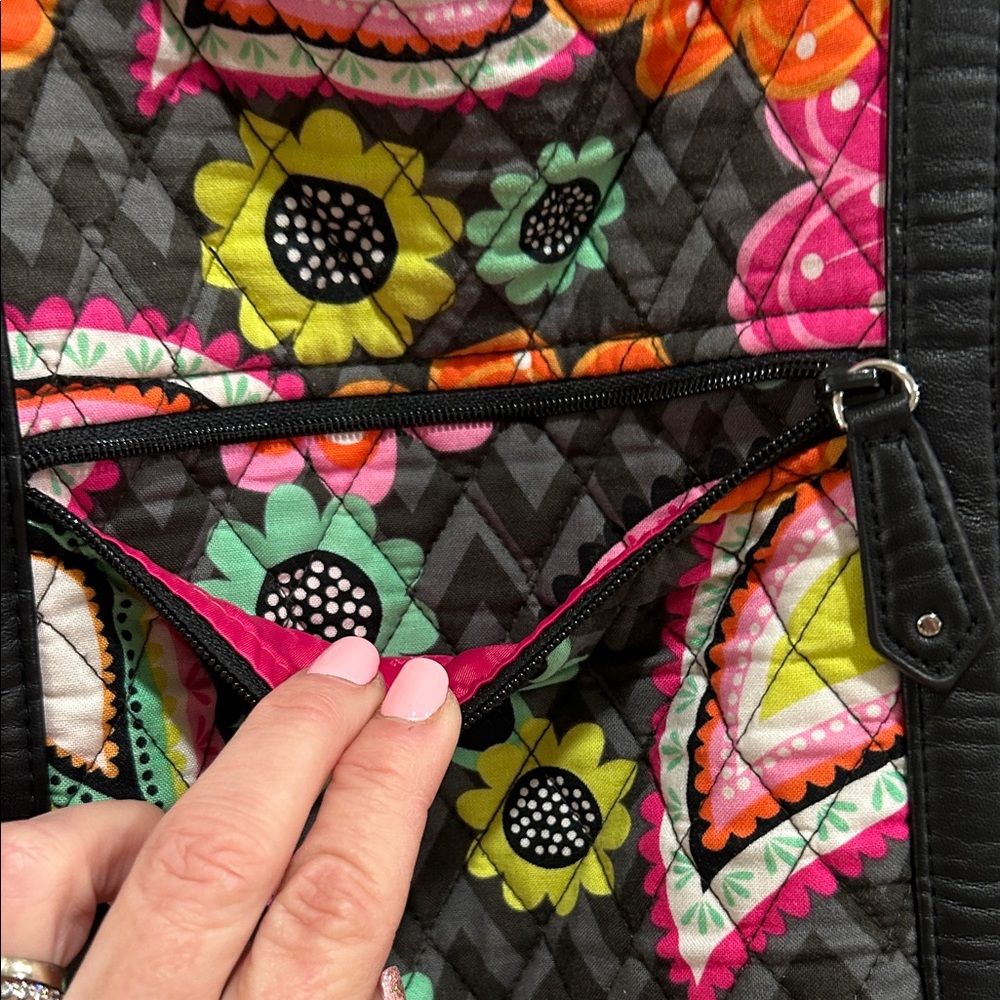 Vera Bradley Black and Multicolor Floral Tote - Picture 4 of 14